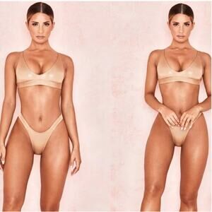 House of CB Swim Top Large Wildness Pale Metallic Gold Bra Bralette Beach NEW